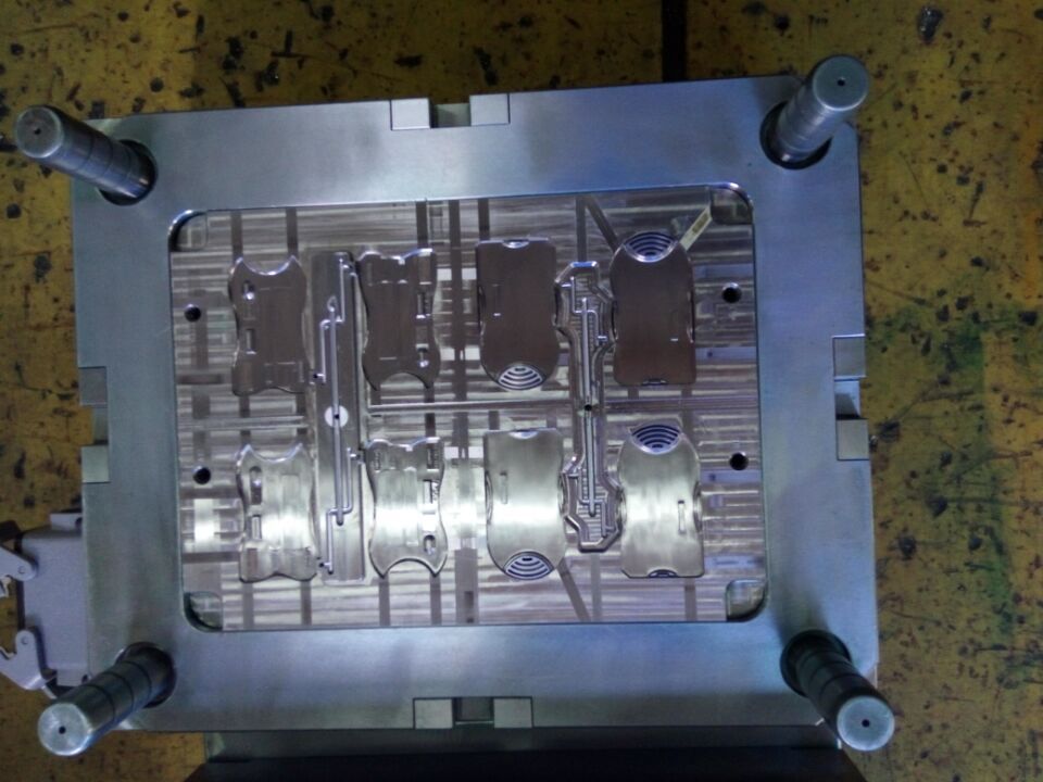 Mold face showing top and bottom housing impressions